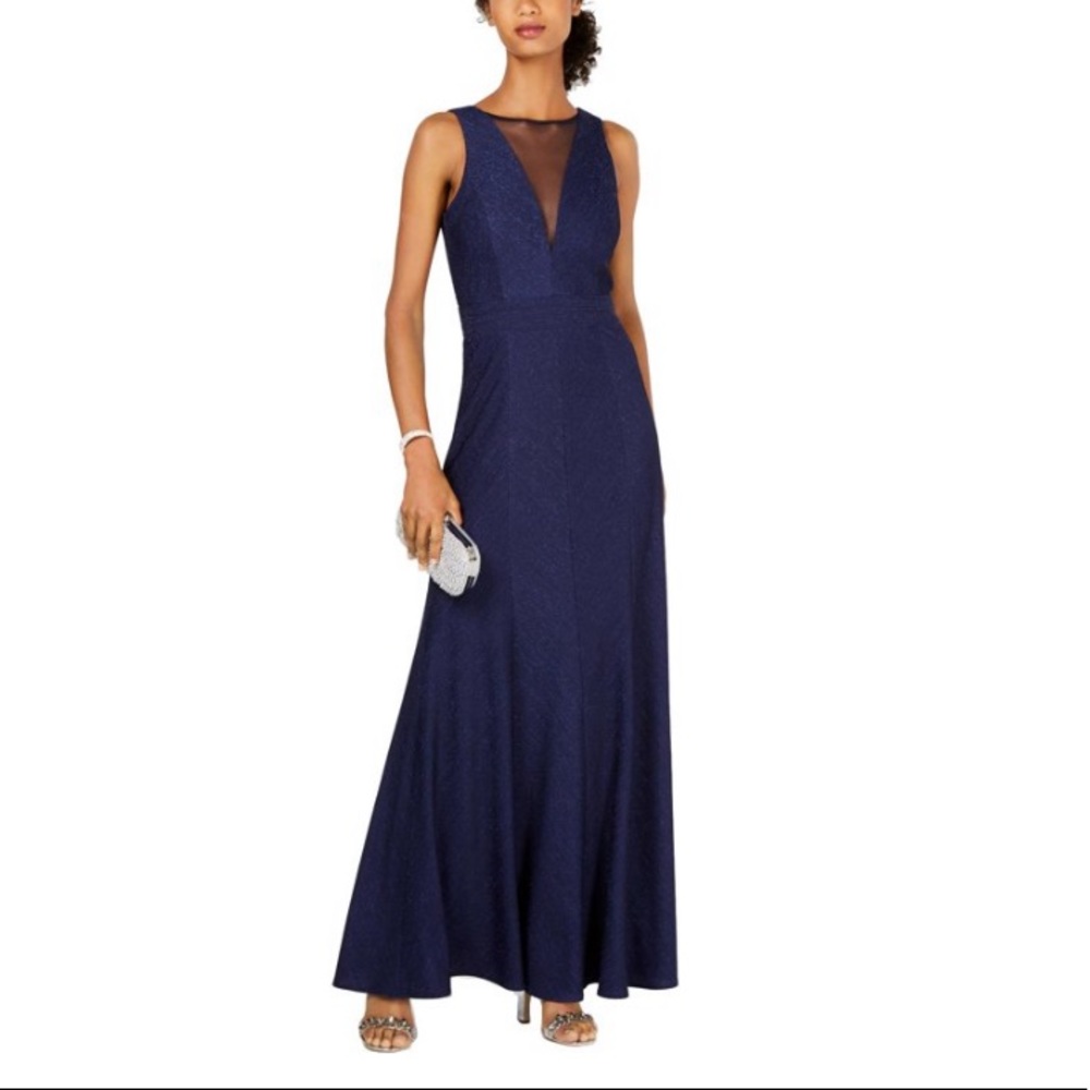 Nightway Women's Petite Metallic Ribbed-Knit Gown